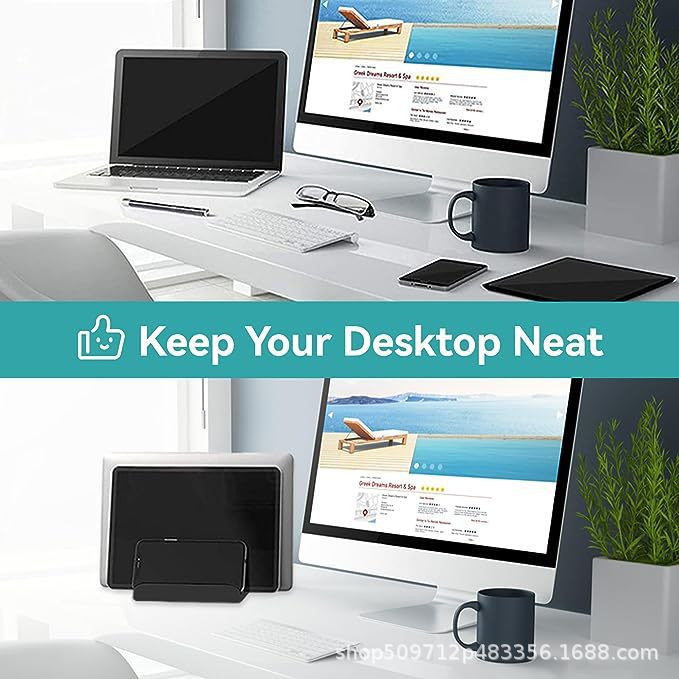 Vertical Space-Saving Office Laptop Stand with Scalable Width Feature for Various Laptop Sizes, Easy Placement and Desk Storage - Durable Construction for Organized Workspace and Maximum Productivity