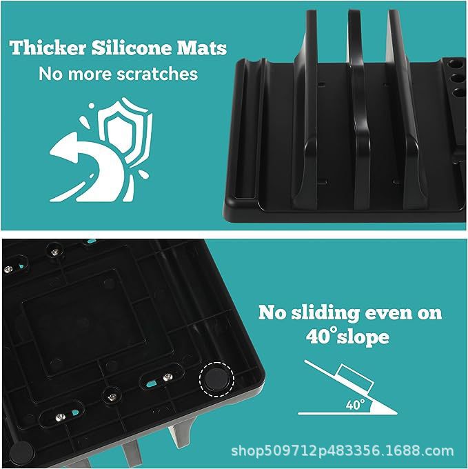 Vertical Space-Saving Office Laptop Stand with Scalable Width Feature for Various Laptop Sizes, Easy Placement and Desk Storage - Durable Construction for Organized Workspace and Maximum Productivity