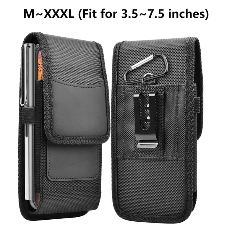Adjustable Nylon Phone Holder Pouch for Samsung S24 Ultra 15 Pro Max with Secure Belt Clip - Multiple Sizes Available from M to XXXL - Durable Material, Easy Access, Hands-Free Convenience
