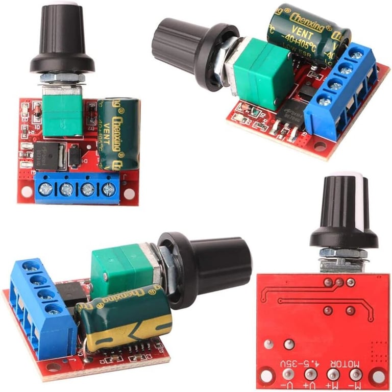3pcs Mini DC Motor PWM Speed Controller with Adjustable Speed Control and Variable Voltage Regulation - High-Quality Material, Compact Design, Easy to Use - Ideal for Hobbyists, DIY Enthusiasts, and Professionals - 5V to 35V Input Voltage Range, 5A Output Current, 6V/12V/24V Output Options