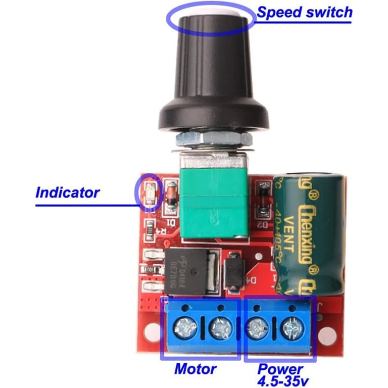 3pcs Mini DC Motor PWM Speed Controller with Adjustable Speed Control and Variable Voltage Regulation - High-Quality Material, Compact Design, Easy to Use - Ideal for Hobbyists, DIY Enthusiasts, and Professionals - 5V to 35V Input Voltage Range, 5A Output Current, 6V/12V/24V Output Options