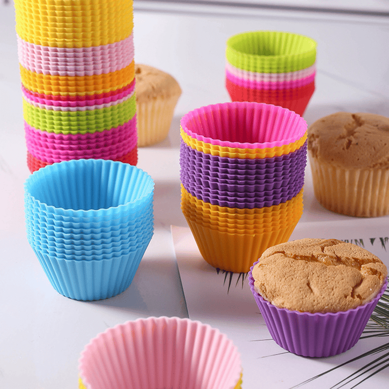 Set of 12 High-Temperature Resistant Silicone Cake Cup Molds - Flexible, Durable, and Versatile Baking Tools for Ovens, Air Fryers, and Microwaves - Easy to Clean Non-Stick Surface - Perfect for Cakes, Puddings, and Jellies - Ideal for Baking Enthusiasts and Home Cooks