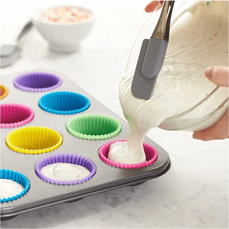 Set of 12 High-Temperature Resistant Silicone Cake Cup Molds - Flexible, Durable, and Versatile Baking Tools for Ovens, Air Fryers, and Microwaves - Easy to Clean Non-Stick Surface - Perfect for Cakes, Puddings, and Jellies - Ideal for Baking Enthusiasts and Home Cooks