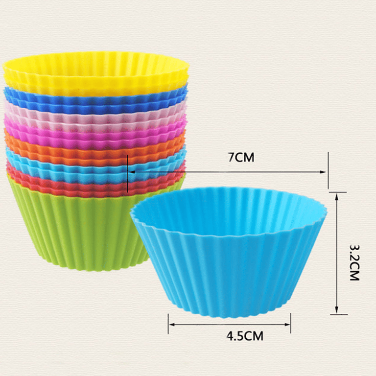 Set of 12 High-Temperature Resistant Silicone Cake Cup Molds - Flexible, Durable, and Versatile Baking Tools for Ovens, Air Fryers, and Microwaves - Easy to Clean Non-Stick Surface - Perfect for Cakes, Puddings, and Jellies - Ideal for Baking Enthusiasts and Home Cooks