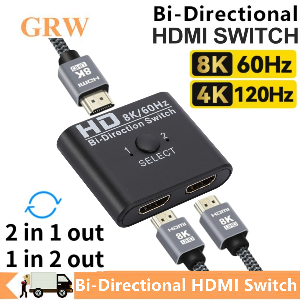 8K HDMI-Compatible Switch Splitter for PS4, TV Box - Bi-Directional 1x2 or 2x1 Configuration, Seamless Integration, Durable Design - Enhanced Connectivity for Immersive Gaming and Movie Experiences