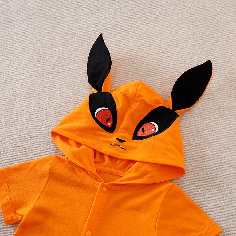 Adorable Anime Fox Hat Baby Bodysuit - Premium Cotton, Short Sleeve Summer Wear, Easy Snap Closure, Versatile and Stylish for Boys and Girls
