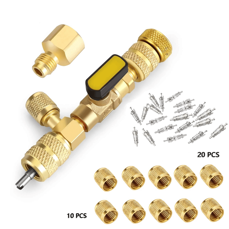 HVAC Dual Size Valve Core Remover Installer Tool Kit for R22 R12 R407 R410 R404 R32 R600 - Precision Valve Core Removal, Easy Installation, Durable Construction, Compact and Portable