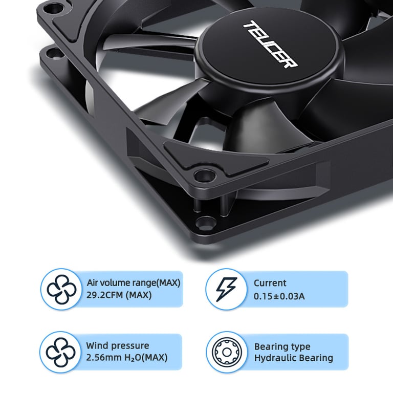 Teucer UT-8015 8CM Chassis Fan - Ultra-Slim Design, High-Quality Construction, Customizable Cooling, Efficient Ventilation, Easy Installation - Hydraulic Bearing, 4-Pin PWM Connector, Quiet Operation - Compact PC Case Cooling Ventilator for Optimal Performance and Lifespan Extension