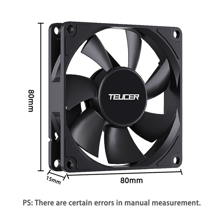 Teucer UT-8015 8CM Chassis Fan - Ultra-Slim Design, High-Quality Construction, Customizable Cooling, Efficient Ventilation, Easy Installation - Hydraulic Bearing, 4-Pin PWM Connector, Quiet Operation - Compact PC Case Cooling Ventilator for Optimal Performance and Lifespan Extension