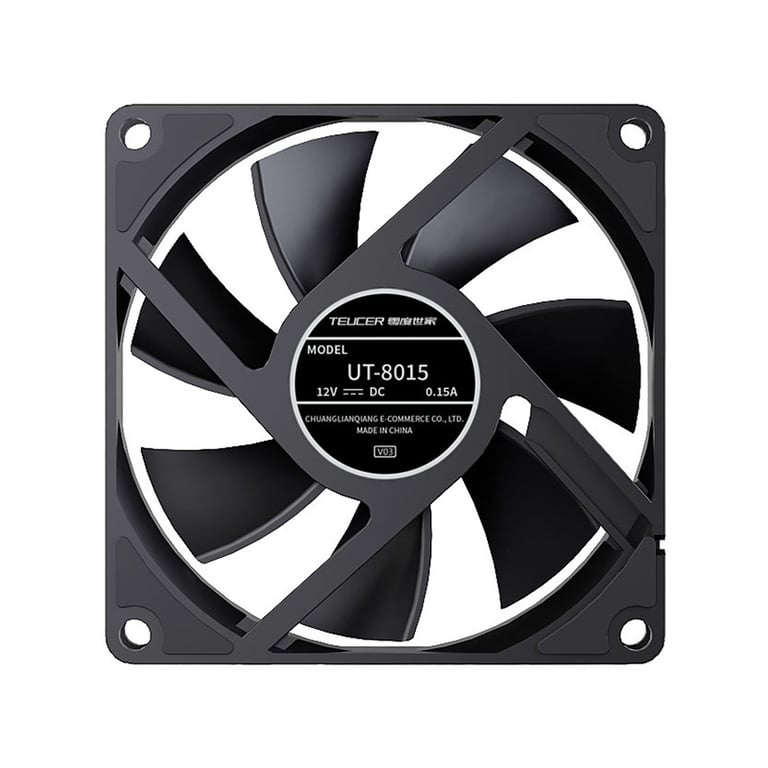 Teucer UT-8015 8CM Chassis Fan - Ultra-Slim Design, High-Quality Construction, Customizable Cooling, Efficient Ventilation, Easy Installation - Hydraulic Bearing, 4-Pin PWM Connector, Quiet Operation - Compact PC Case Cooling Ventilator for Optimal Performance and Lifespan Extension
