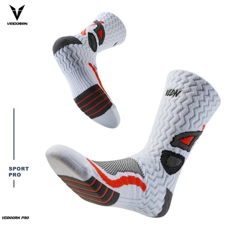 High Cut Towel Bottom Sport Socks with Breathable Material, Non-Slip Grip, Moisture Absorption - Size 9-12 for Men - Ideal for Basketball and High-Impact Sports - Ankle Support and Stability for Better Performance