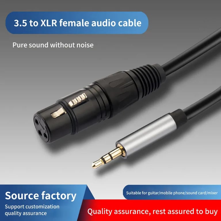 Premium XLR to 3.5mm Audio Cable for Microphones and Devices - Durable Construction, Wide Compatibility, Balanced Analog Audio, Flexible and Tangle-Free, Convenient Length - Ideal for Recording, Podcasts, and Music Production
