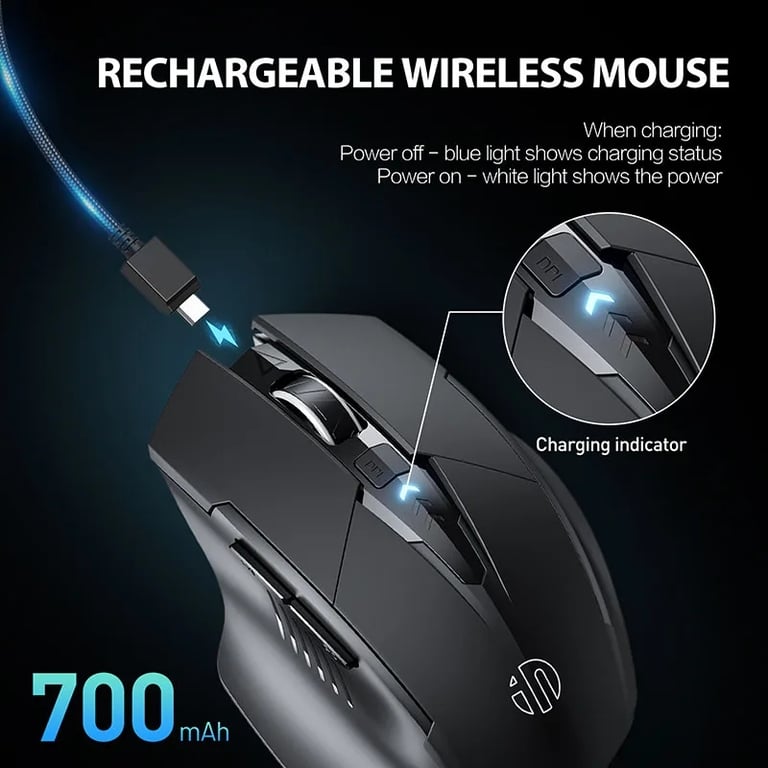 INPHIC F1 2.4G Wireless Mouse with Ergonomic Design, Rechargeable Battery, Silent Operation, Universal Compatibility, and 2.4G Wireless Technology for Smooth Cursor Control and Noise-Free Working Environment