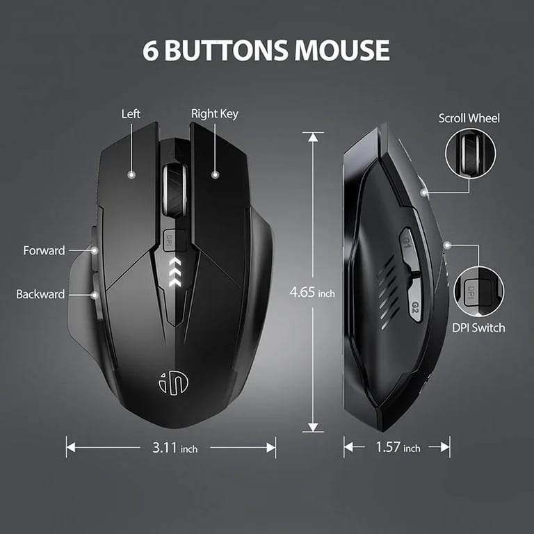 INPHIC F1 2.4G Wireless Mouse with Ergonomic Design, Rechargeable Battery, Silent Operation, Universal Compatibility, and 2.4G Wireless Technology for Smooth Cursor Control and Noise-Free Working Environment