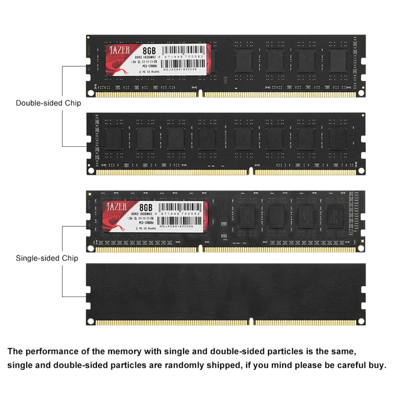 JAZER Memoria Rams DDR3 8GB 1600MHz New Dimm 1.5V Desktop Memory Module for High Performance Computing with AMD and Intel System Compatibility, Reliable and Durable Construction, Easy Installation, and Optimized Speed for Fast Data Transfer and Smooth Multitasking