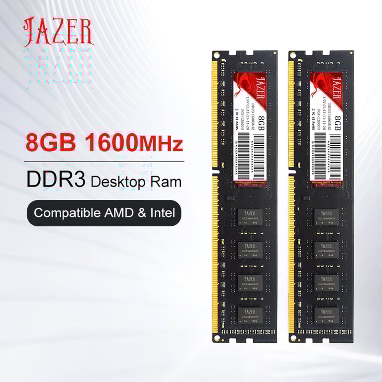 JAZER Memoria Rams DDR3 8GB 1600MHz New Dimm 1.5V Desktop Memory Module for High Performance Computing with AMD and Intel System Compatibility, Reliable and Durable Construction, Easy Installation, and Optimized Speed for Fast Data Transfer and Smooth Multitasking