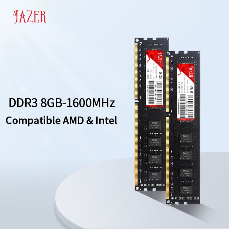 JAZER Memoria Rams DDR3 8GB 1600MHz New Dimm 1.5V Desktop Memory Module for High Performance Computing with AMD and Intel System Compatibility, Reliable and Durable Construction, Easy Installation, and Optimized Speed for Fast Data Transfer and Smooth Multitasking
