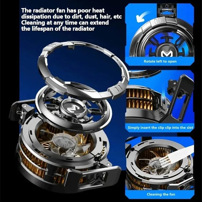 MEMO CX08 Mobile Phone Ice Cooler with Magnetic Cooling Fan Case, Radiator Design, Back Clip, Compatibility with Android and iOS, Portable Lightweight Construction, Durable Heat Sink, Enhance PUBG Gaming Experience