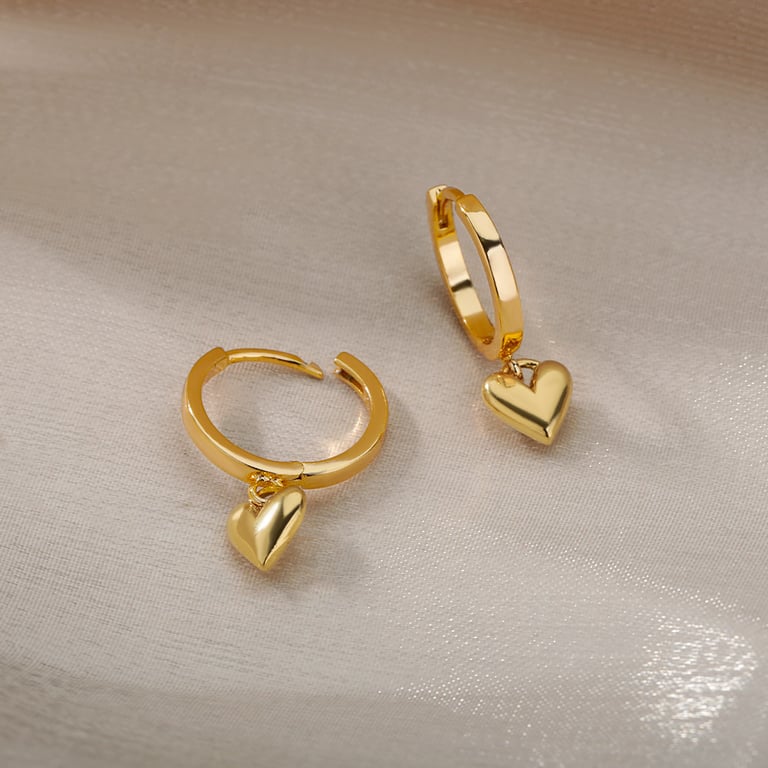 Vintage Gold Stainless Steel Heart Earrings with Intricate Detailing - Durable, Hypoallergenic, and Tarnish-Resistant - Perfect for Weddings and Valentine's Day - Heartfelt Gift Symbolizing Love and Elegance - Free Shipping for Quick and Convenient Delivery - Adds Sophistication and Charm to Any Outfit
