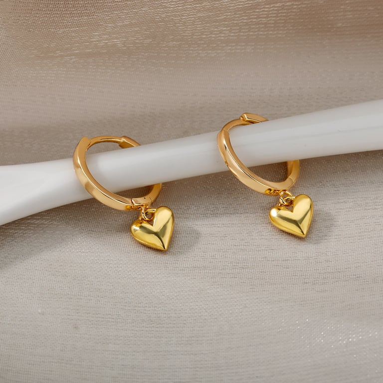 Vintage Gold Stainless Steel Heart Earrings with Intricate Detailing - Durable, Hypoallergenic, and Tarnish-Resistant - Perfect for Weddings and Valentine's Day - Heartfelt Gift Symbolizing Love and Elegance - Free Shipping for Quick and Convenient Delivery - Adds Sophistication and Charm to Any Outfit