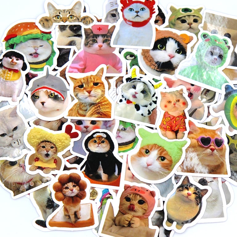 Cute Cartoon Cat Stickers for Laptops, Phones, Bicycles, and More - Waterproof PVC Decals with Adorable Designs for Kids and Adults - Easy to Apply and Remove - Create Personalized Graffiti Art - Durable and Long-Lasting Decorations for Indoor and Outdoor Use