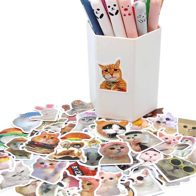 Cute Cartoon Cat Stickers for Laptops, Phones, Bicycles, and More - Waterproof PVC Decals with Adorable Designs for Kids and Adults - Easy to Apply and Remove - Create Personalized Graffiti Art - Durable and Long-Lasting Decorations for Indoor and Outdoor Use