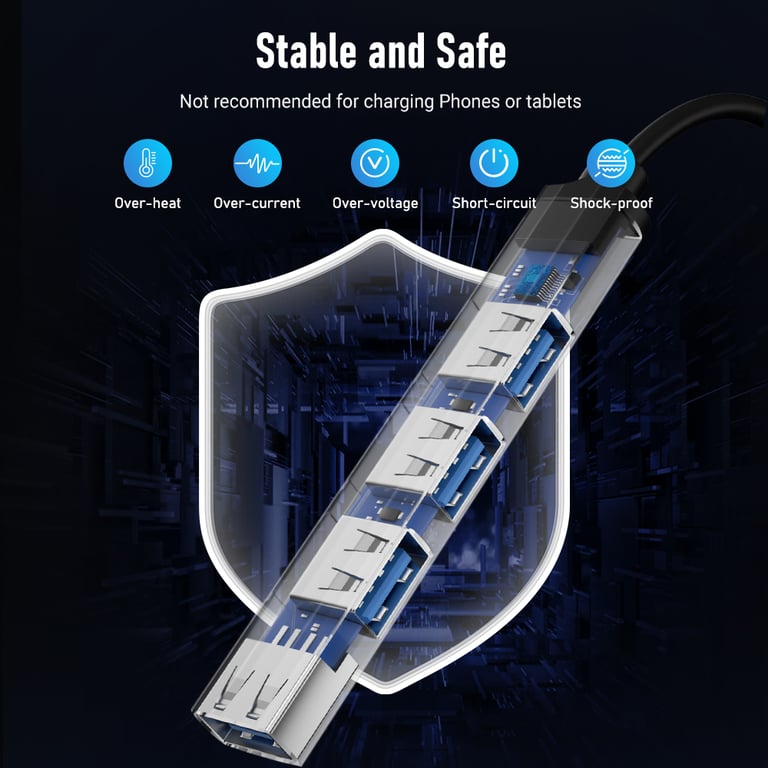 Lemorele 120cm USB HUB OTG USB A 3.0 Adapter with 4 Ports, High-Speed Data Transfer up to 5Gbps, OTG Functionality, Multi-Splitter Design, Compatible with Xiaomi, Lenovo, MacBook Pro - Ideal Laptop Accessory for Seamless Connectivity and File Transfer