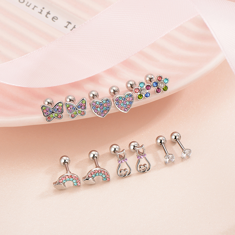 6 Pairs CZ Screwback Earring Studs Set - Hypoallergenic 316L Stainless Steel Earrings with Secure Screwback Design for Sensitive Ears - Sparkling CZ Stones, Comfortable Fit, Perfect Gift for Women and Girls - Easy to Maintain, Stylish and Versatile 20G Earrings for Everyday Wear