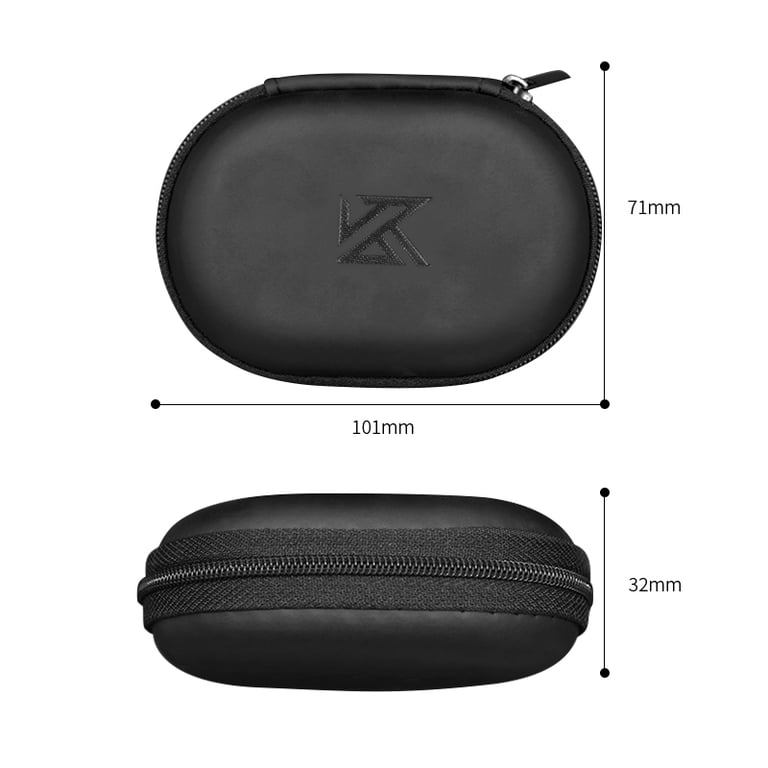 KZ Earphone Hard Case Bag for ZST ZS10 PRO X EDX Pro AS24 DQS ZNA - High-Quality Protection, Portable & Lightweight, Customized Fit, Stylish Design, Multipurpose Storage Organizer for Earphones, Cables, Cards - Black with Logo Embossed, Durable Zipper Closure