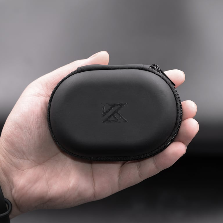KZ Earphone Hard Case Bag for ZST ZS10 PRO X EDX Pro AS24 DQS ZNA - High-Quality Protection, Portable & Lightweight, Customized Fit, Stylish Design, Multipurpose Storage Organizer for Earphones, Cables, Cards - Black with Logo Embossed, Durable Zipper Closure