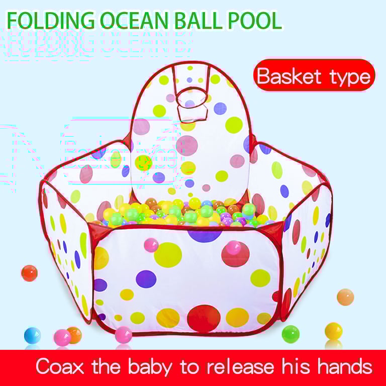 Ocean Theme Interactive Play Area with Basketball Basket - Safe and Durable Bobo Pool Toy for Children's Fun and Engaging Playtime - Easy to Set Up Indoor/Outdoor Ball Pit (0.9M) - Stimulates Creativity and Encourages Physical Activity for Motor Skill Development