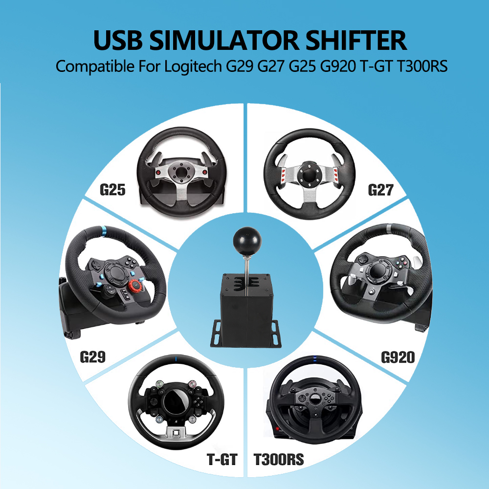 High-Quality PC USB H Gear Shifter for Logitech G27/G29/G25/G920 & Thrustmaster T300RS/GT - Realistic Simulation & Easy Installation - Durable Shift Knob for Enhanced Gaming Experience - Compatible with ETS2 & More Sim Racing Games - Plug-and-Play Design for Authentic Control