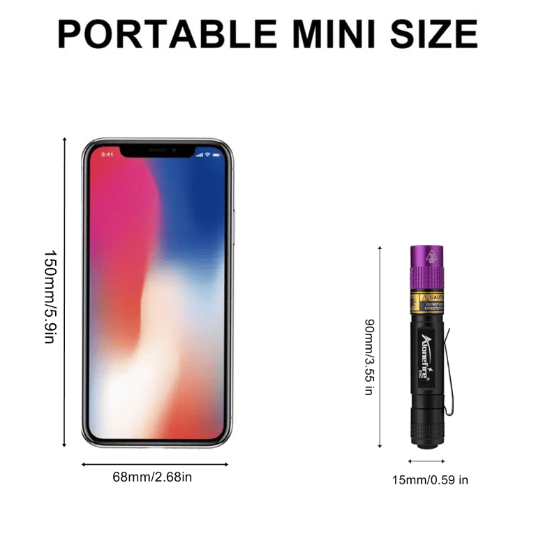 High-Powered 365/395nm UV Flashlight for Detecting Pet Urine, Stains, Scorpions, and Invisible Ink - Compact, Portable, and Durable Blacklight Detector Lamp for Versatile Use - Easy-to-Use Mini Ultraviolet Torch for Professionals and Everyday Users