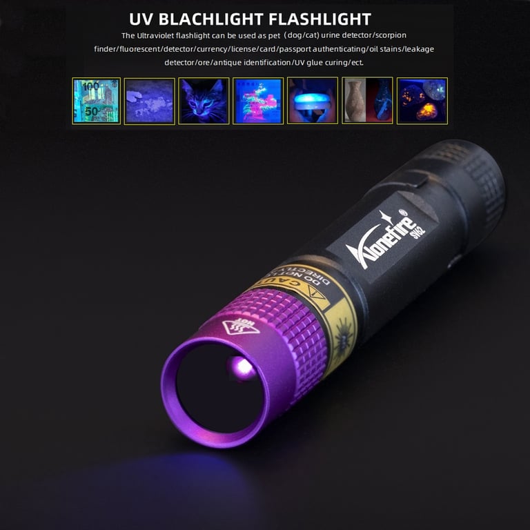 High-Powered 365/395nm UV Flashlight for Detecting Pet Urine, Stains, Scorpions, and Invisible Ink - Compact, Portable, and Durable Blacklight Detector Lamp for Versatile Use - Easy-to-Use Mini Ultraviolet Torch for Professionals and Everyday Users