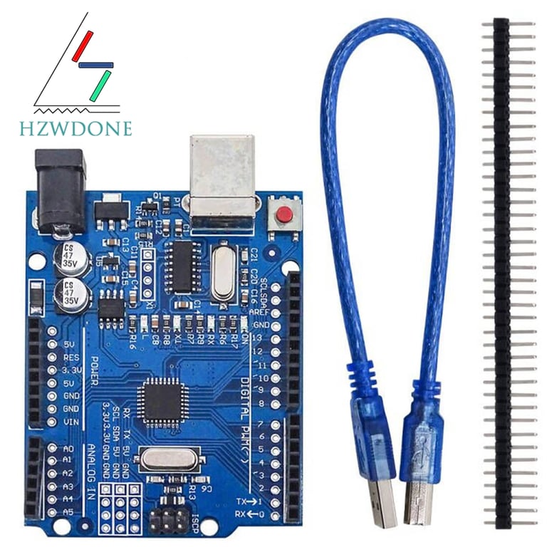 High-Quality UNO R3 Development Board with ATmega328P Microcontroller, Arduino IDE Compatibility, Pin Header, Cable, Versatile Usage for Robotics, Home Automation, IoT Projects - Durable, Cost-Effective Platform for Beginners and Experienced Makers