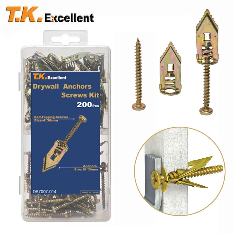 Premium Steel Self-Tapping Screws and Anchors Set for Drywall - 30/60/75/100 Pieces, Easy Installation, Secure Grip, Versatile Use for Gypsum, Plasterboard, Dowels - Durable and Long-Lasting - Ideal for DIY and Professional Projects - Conveniently Packaged