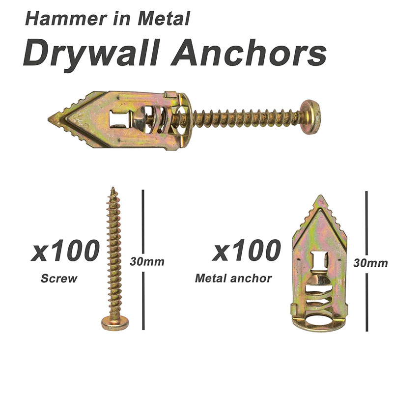 Premium Steel Self-Tapping Screws and Anchors Set for Drywall - 30/60/75/100 Pieces, Easy Installation, Secure Grip, Versatile Use for Gypsum, Plasterboard, Dowels - Durable and Long-Lasting - Ideal for DIY and Professional Projects - Conveniently Packaged