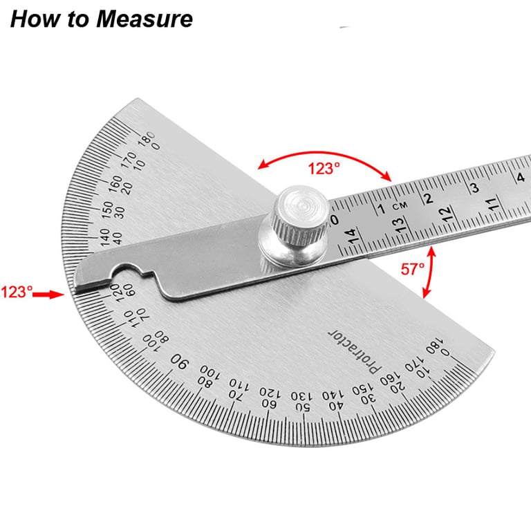 Stainless Steel Angle Meter Measure Protractor Ruler Goniometer with Metal Finder - Precision Woodworking Tool for Accurate Angle Measurements up to 180 Degrees - Durable, Easy to Use, Multi-Functional Design for Woodworking, Metalworking, Construction - Reliable and Versatile Tool for Professionals and DIY Enthusiasts