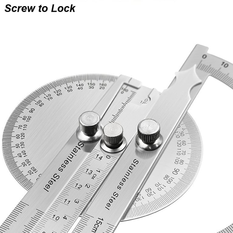 Stainless Steel Angle Meter Measure Protractor Ruler Goniometer with Metal Finder - Precision Woodworking Tool for Accurate Angle Measurements up to 180 Degrees - Durable, Easy to Use, Multi-Functional Design for Woodworking, Metalworking, Construction - Reliable and Versatile Tool for Professionals and DIY Enthusiasts