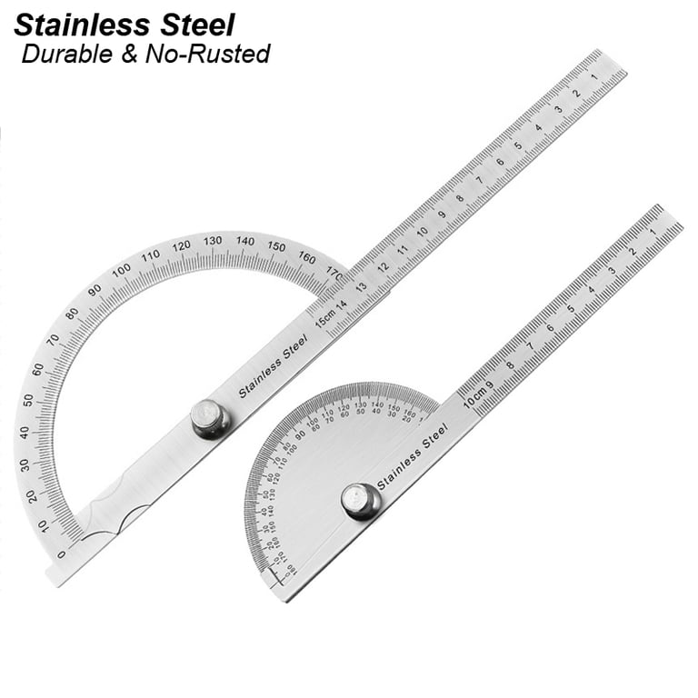 Stainless Steel Angle Meter Measure Protractor Ruler Goniometer with Metal Finder - Precision Woodworking Tool for Accurate Angle Measurements up to 180 Degrees - Durable, Easy to Use, Multi-Functional Design for Woodworking, Metalworking, Construction - Reliable and Versatile Tool for Professionals and DIY Enthusiasts