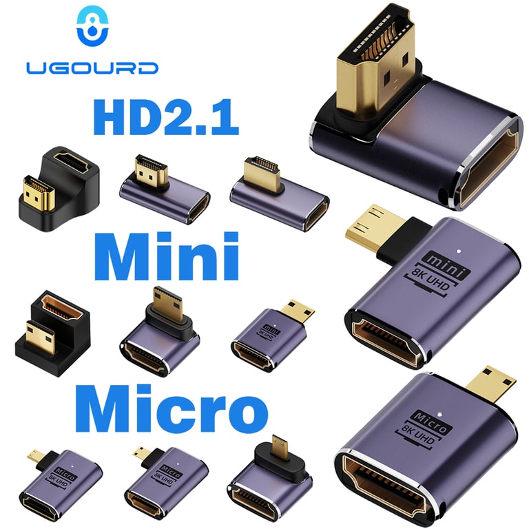 Premium Mini Micro HDMI to HDMI 2.1 Converter Adapter for Ultra-Fast 8K 60Hz and 4K 120Hz Content Transfer with Crystal Clear Picture and Sound, Wide Compatibility for HDTVs, Projectors, PS4, PS5, Laptops, and PCs - Compact and Easy-to-Use for Enhanced Gaming and Streaming Experience