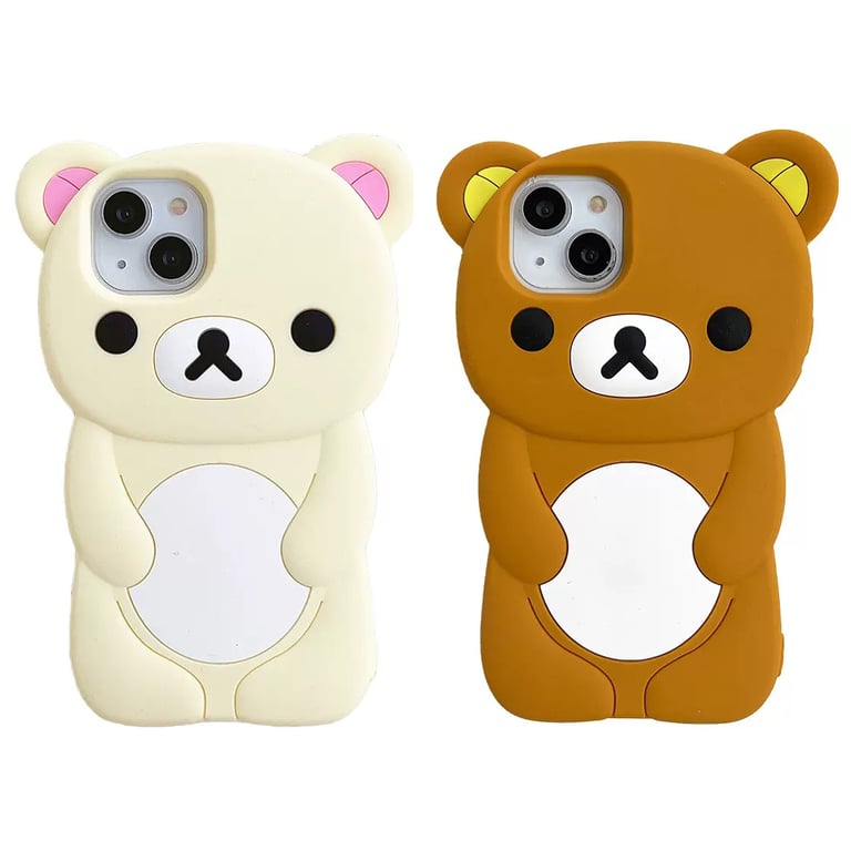 Adorable Rilakkuma Design Silicone Soft Cover Case for iPhone 17 16 15 14 13 12 11 Pro Max mini Plus Xs XR 6 7 8 Plus - Premium Shock Absorption Protective Case with Precision Fit, Durable Material, Easy to Clean - Cute Bear Design for Charm and Protection