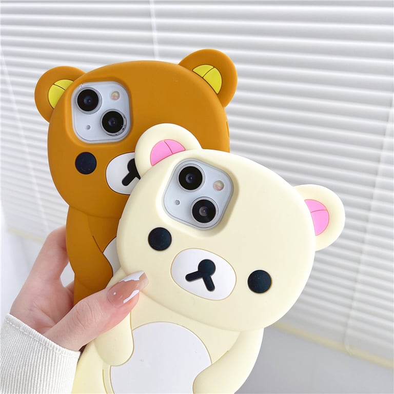 Adorable Rilakkuma Design Silicone Soft Cover Case for iPhone 17 16 15 14 13 12 11 Pro Max mini Plus Xs XR 6 7 8 Plus - Premium Shock Absorption Protective Case with Precision Fit, Durable Material, Easy to Clean - Cute Bear Design for Charm and Protection