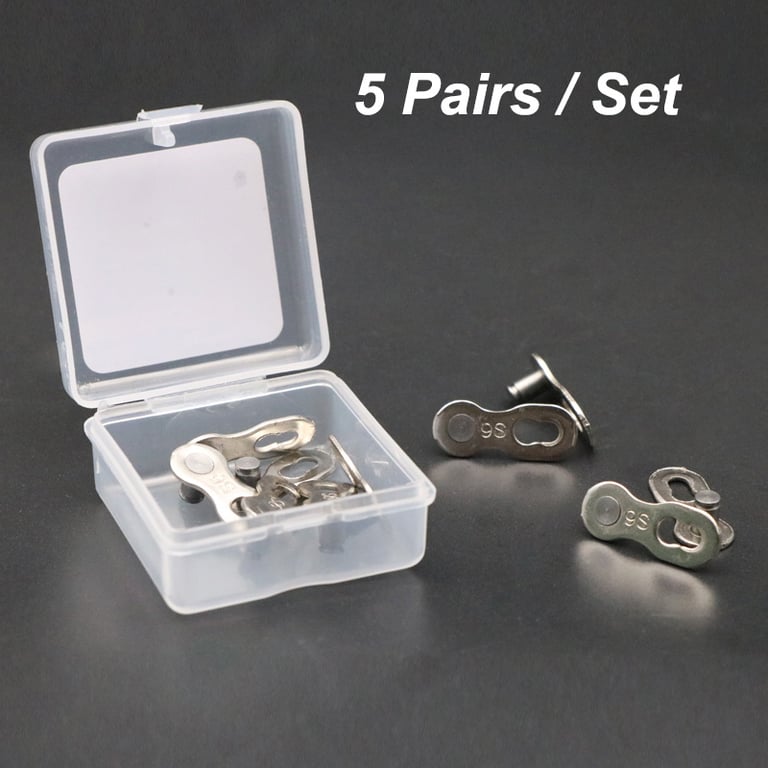 Durable Steel Bicycle Chain Link Connector Joints - Easy Installation Magic Buttons - Compatible with 6/7/8/9/10/11/12 Speed Systems - Smooth Cycling - Pack of 5 Pairs for Mountain Bikes - Long-Lasting Performance for Tough Riding Conditions