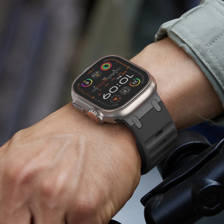 Premium Silicone Sport Strap with Stainless Steel Correa Bracelet for Apple Watch Series 9, 8, 7, SE, 10 - Durable, Flexible, and Stylish Band with Ultra 2 Design - Skin-Friendly, Easy to Install, Available in Various Colors - Perfect for Active Lifestyle and Sports Activities