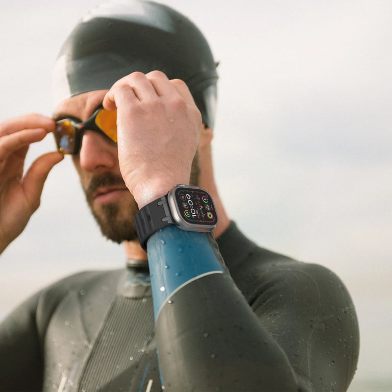 Premium Silicone Sport Strap with Stainless Steel Correa Bracelet for Apple Watch Series 9, 8, 7, SE, 10 - Durable, Flexible, and Stylish Band with Ultra 2 Design - Skin-Friendly, Easy to Install, Available in Various Colors - Perfect for Active Lifestyle and Sports Activities