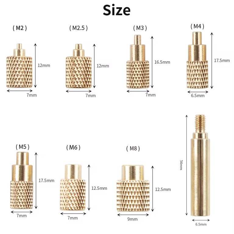 High-Quality Brass Heat Insert Nut Iron Tip TS100 Soldering Iron Tip Insertion Kit with Internal Thread Head M2-M8 for Efficient Heat Transfer and Easy Insertion Process - Versatile Tool for Electronics Repair, Woodworking, Metalworking, and More