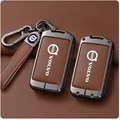 Premium Zinc Alloy and Leather Car Key Case Cover Shell for Volvo XC60 XC40 XC90 S90 V60 S60 V90 C40 Polestar 1 Polestar 2 - Durable Protection, Stylish Design, Easy Installation - Great Gift Idea for Volvo Owners