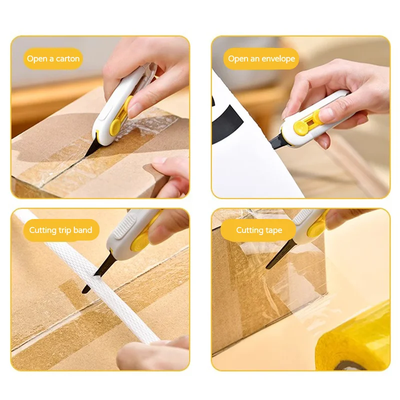 Compact Mini Magnetic Box Cutter with Safety Lock Mechanism - Portable and Versatile Cutting Tool for Home Use - Durable Design with Razor-Sharp Blade - Ideal for Opening Packages, Cartons, and Boxes - Convenient Storage in Drawers or Toolboxes