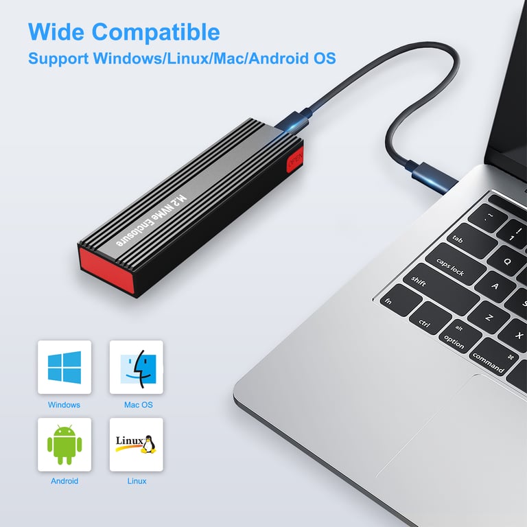 High-Speed Data Transfer M2 NVMe SSD Enclosure 10Gbps Tool-Free Installation USB-C 3.2 Gen2 Heat Dissipation Compact Portable External Adapter Case for Lightning-Fast File Transfers and Backups